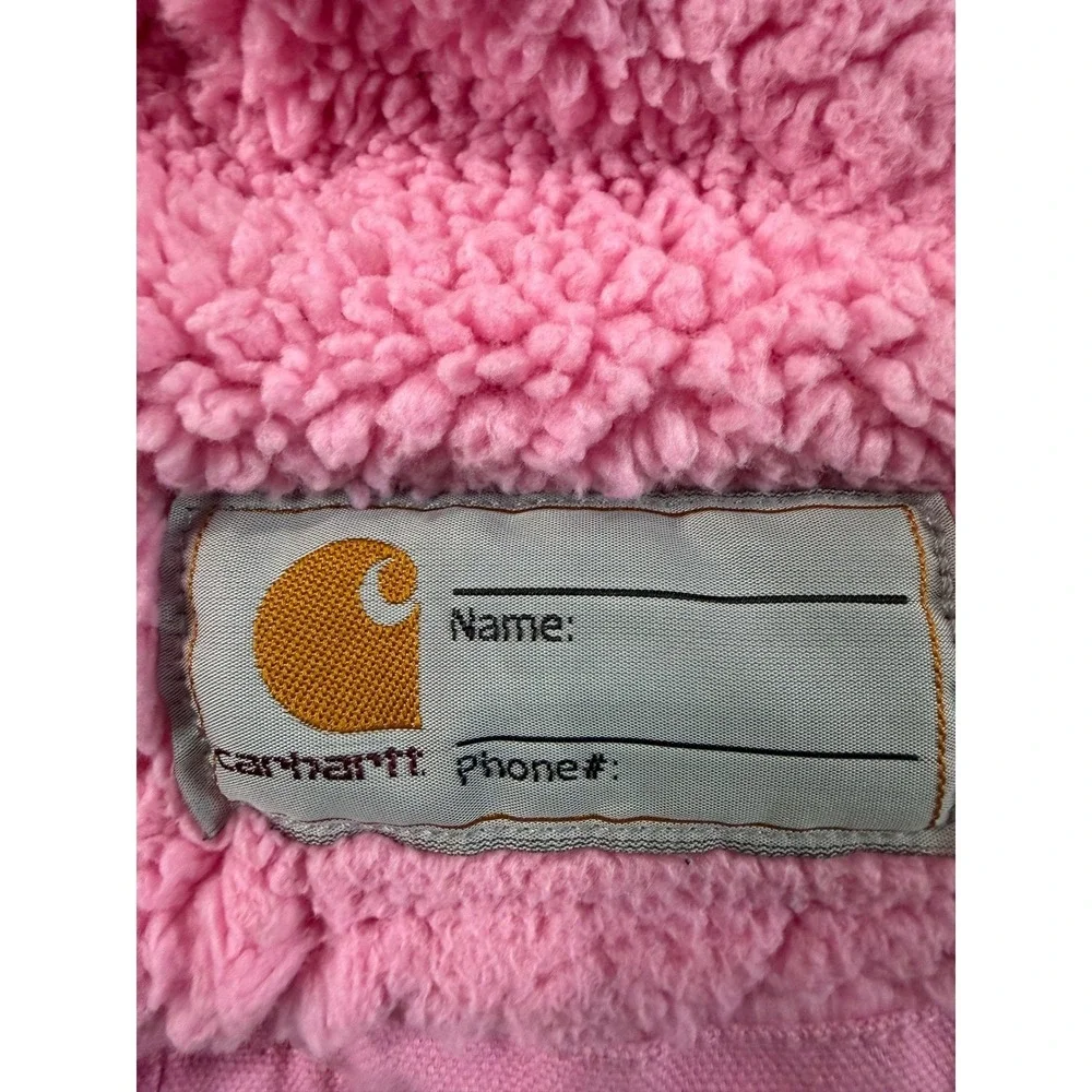 Carhartt Sherpa Lined Hooded Duck Girls 2T Pink Canvas Jacket Coat Good - Picture 4 of 14